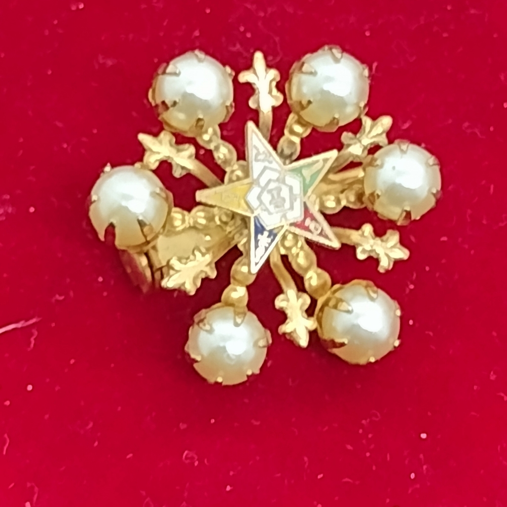 vintage Order of the Eastern Star Pearl brooch